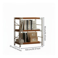 X-Brace Support Freestanding Multi-Layer Shelf Adjustable Shelves Wood and Metal Display Rack Heavy Duty Modular Storage Organizer Rust-Resistant for Living Room, Kitchen, Balcony, Study