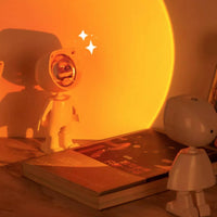 Stepless Brightness Astronaut Projection Lamp Tap Control Sunset Projection Lamp 360-Degree Rotation Astronaut Galaxy Lamp Warm Radiance for Bedside, Desktop, Photography