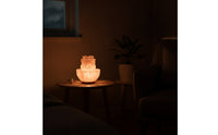 Mineral Lamp with Wooden Base Lotus-Shaped Mountain Mineral Lamp Carved Ambient for Bedside, Bedroom