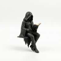 Dark Cloaked Figure Statue Sturdy Sitting Statue Creepy Shelf Sitter Spooky for Display Cabinet