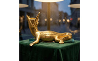 Sculpted Crocodile Candle Holder Textured Resin Crocodile Decor Metallic Finish House Decoration Stretched