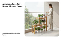 Multi-Layer Design Tiered Plant Stand Stable Structure Wooden Flower Shelf Polished Rounded Corners Stepped Plant Rack Sturdy Construction for Gardeners, Homeowners, Balcony, Indoor, Living Room, Outdoor