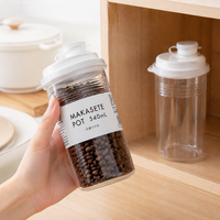 Tabletop Seasoning Container, Airtight, Spice Bottle, 540ml, Transparent, Plastic, One-Hand Operation, Outdoor Compatible