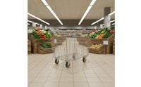 Heavy Duty Galvanized Supermarket Trolley 4 Wheels Warehouse Trolley Rust Resistant Storage for Retailers