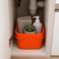 Portable Plastic Storage Basket with Handle for Shopping, Bath, and Gifting