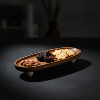 Elevated Serving Tray Low-Profile Tray with Feet Footened Wooden Serving Platter for Dining Table