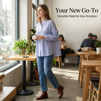 Shirts for Women UK with Ruffle Trim and Puff Sleeves, Oversized for Office and Business Casual, Button Front Blouse