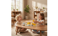 Wooden Tea Set with Tray Natural Tea Party Set with Dessert Pieces Toy Playful Smooth for Children, Playroom, Preschool