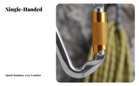Climbing Equipment Certified 30KN D-Shaped Auto Locking Carabiner Lightweight 30KN Climbing Carabiner Anti-Rust Heavy Duty Climbing D-Loop Non-Slip Knurled Grip for Rescue Workers, Airborne Aerial Fitness Practiti Single Rs, Rappelling