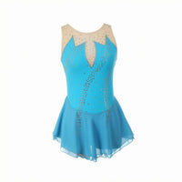 Figure Skating Dress Flared Skirt Sleeveless Skating Dress Breathable Glittering Stage Costume for Dancers