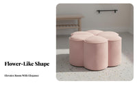 plush fabric Upholstery Flower-Shaped Plush Stool Multi-Functional Flower-Shaped Pouf Multipurpose Footstool Soft Padded Seat for Adults, Homeowners, Interior Decorators, Entryway, Living Room, Bedroom