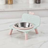 Elevated Pet Feeder Cute Stainless Steel Bowl Sturdy Raised Cat Bowl for Young Dogs, Indoor