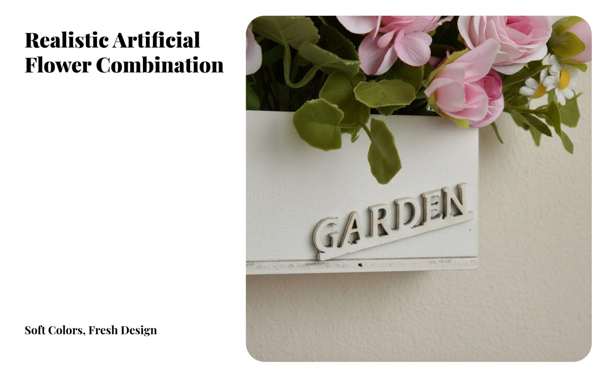 Wall Mounted Flower Pot Stylish Design Hanging Artificial Flower Basket Low Maintenance House Shaped Wall Planter for Living Room, Restaurant, Bedroom