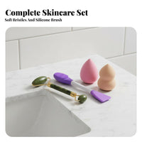 4 Pieces Makeup Blending Face Brush and Sponge Kit Gentle Exfoliation Facial Cleansing and Massage Set Long-Lasting for Adults, Bathroom