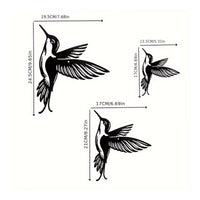3 Pieces Black Hummingbird Wall Decor Flat Metal Hummingbird Wall Art Iron