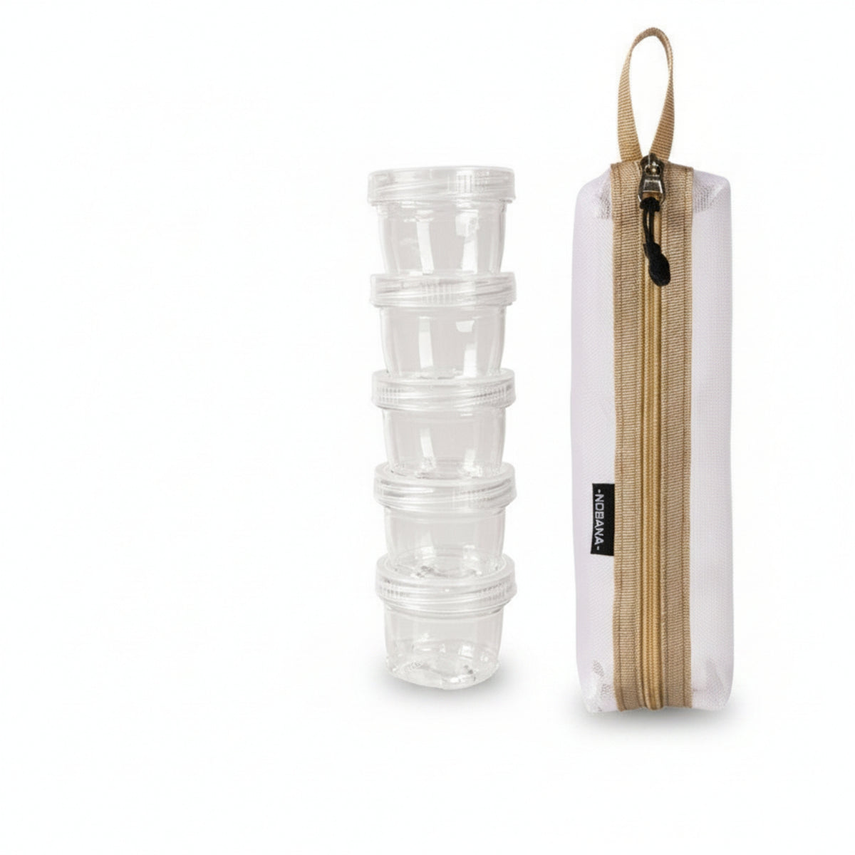 5 Pieces Portable Travel Condiment Kit Screw-on Lids Condiment Bottle Set Nylon Zippered Pouch Set