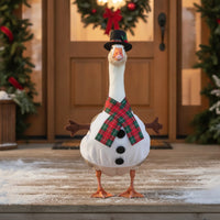 Porch Goose Outfit Winter-Themed Porch Goose Costume Plaid for Yard, Homeowners