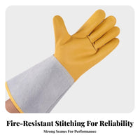 Retardant Metalworking Gloves Ember Protection Leather Metalworking Gloves Reinforced Stitching for Welders