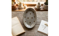 Oval Serving Plate Elegant Speckled Plate Handcrafted Dishware for Dessert, Coffee Break