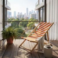 Foldable Folding Beach Lounger Portable Solid Wood Recliner Outdoor Furniture for Balcony