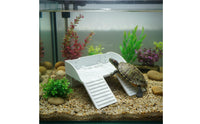 Food-Grade Plastic Turtle Basking Platform with Feeding Trough Aquatic Turtle Feeding Station Cold-Blooded Animal Climbing Ramp for Aquarium, Terrarium