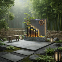 LED Waterfall Panel Water Feature Feng Shui Decor Vertical Water Feature Modern Design Freestanding Waterfall Screen for Hotel Owners, Courtyard