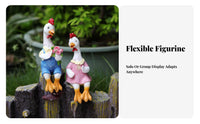 2 Pieces Cartoon Duck Sculpture Cute Resin Edge Sitter Adorable Design Animal Couple Figurine for Couples, Patio, Balcony, Flower Pot