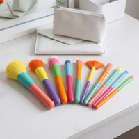 10-Piece Dopamine Rainbow Makeup Brush Set with Ultra-Soft Bristles for Face and Eyes
