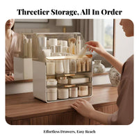 Desktop Makeup organizer with Drawers particle-proofresistant Multi-Compartment cosmetics organizer