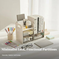 Multi-Compartment Book and Pen Holder Large Capacity for Study Room, Students