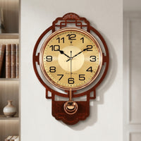 Pendulum Wall Clock with Digital Display Traditional for Hallway, Decorators