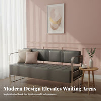 Salon Waiting Sofa Easy to Clean Stainless Steel Frame Bench Sturdy Construction Waiting Room Bench for Guests, Barber Shop, Reception Area, Hospital