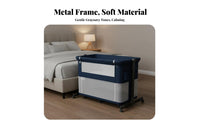 Foldable Design Bedside Co-Sleeper Rocking Function Portable Bedside Sleeper Multi-Functional Newborn Cradle Lockable Wheels for Newborns, Infants, Caregivers, Travel, Bedroom, Living Room