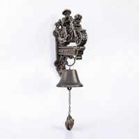 Antique-Style Wall Sign with Bell Ornate Decorative Wall Bell Rustic Decor Welcome for Patio