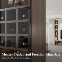 Solid Wood Panels Modern Wine Storage Cabinet Adjustable Shelves Wine Rack Cabinet Large Capacity Living Room Hutch Optional LED Lighting for Collectors, Homeowners, Book Lovers, Home Bar, Kitchen, Study