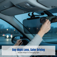 Universal Car Anti-Glare Visor, Day/Night Dual Lens, Adjustable, Front Windshield