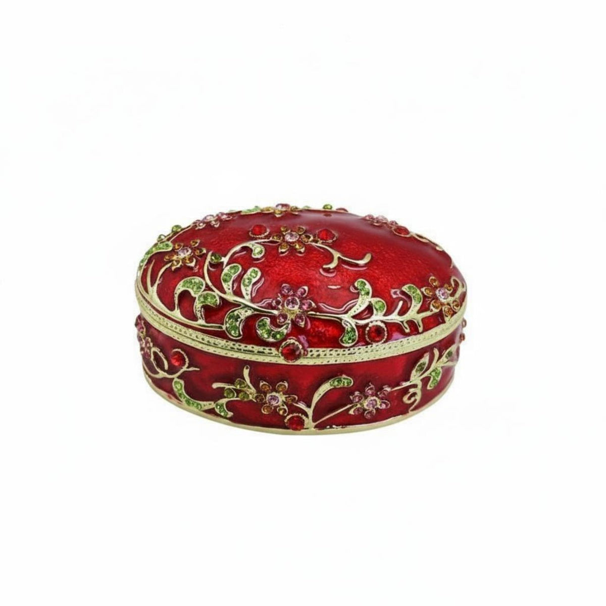 Exquisite Craftsmanship Oval Enamel Jewelry Box Unique Gift Enamel Jewelry Box Hand-Colored for Women, Wedding, Vanity Table, Dresser