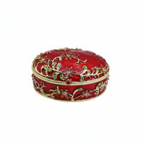 Exquisite Craftsmanship Oval Enamel Jewelry Box Unique Gift Enamel Jewelry Box Hand-Colored for Women, Wedding, Vanity Table, Dresser