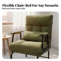 Multifunctional Design Folding Sleeper Chair Foldable Convertible Chair Bed Space-Saving Folding Sofa Bed Padded Cushion for Shut Ice Workers, Apartment Dwellers, Small Areas, Bedroom, Dorm Room, Balcony