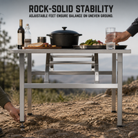 Portable Stainless Steel Folding Table for Camping, Picnics, BBQ, and Markets - Easy Setup