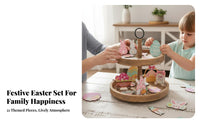 21 Pieces rabbit the decorationse Easter Tiered Tray Decor Set Rustic Design Interchangeable Sign Set DIY Arrangement House Decoration Pastel hues for Holiday lovers, Dining Table, Kitchen Counter