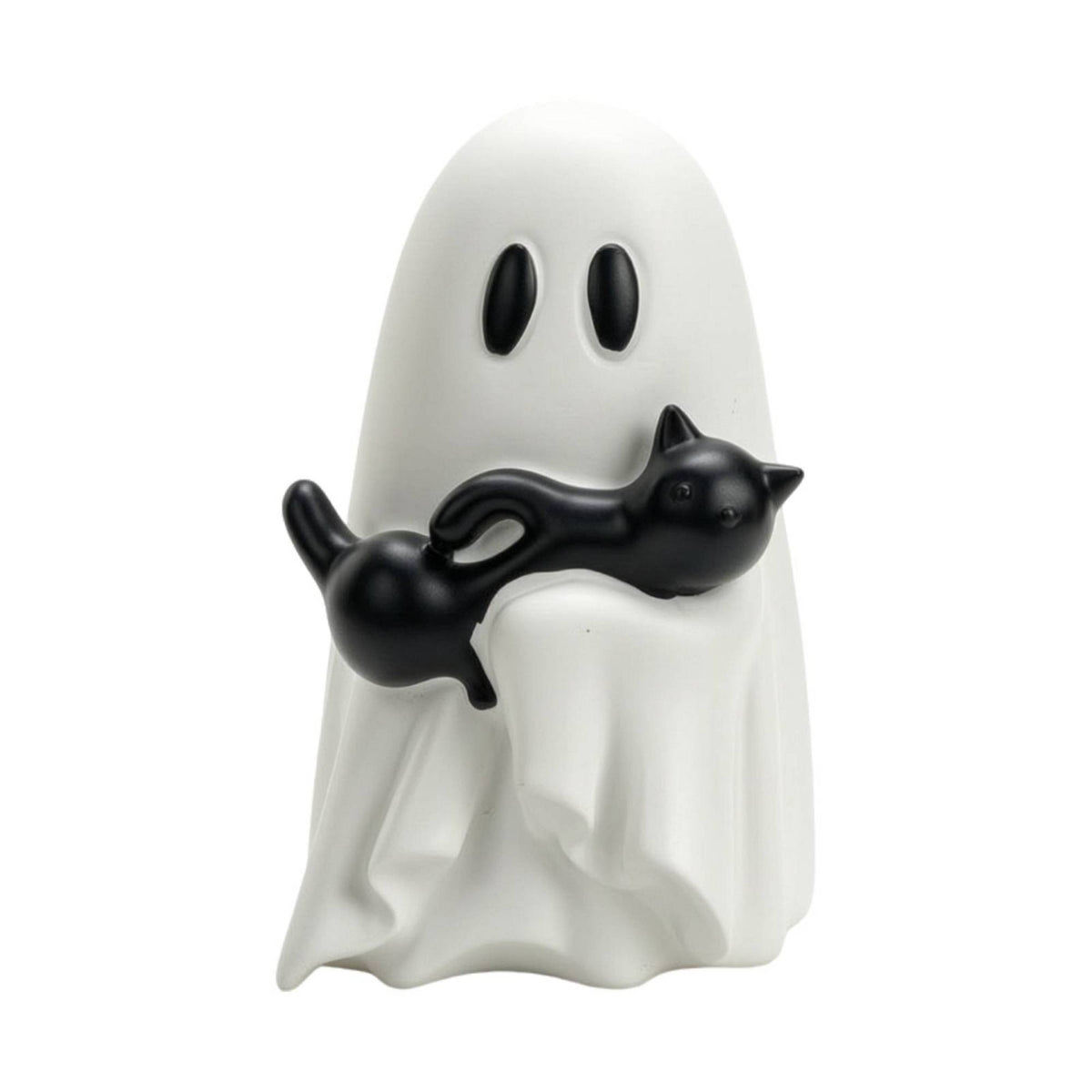 Spooky-Cute Ghost with Black Cat Gothic Ghost Figurine Espeluznante Estatua De Fantasma Con Gato Negro Festivo for Collectors