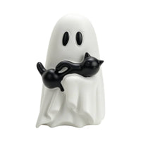 Spooky-Cute Ghost with Black Cat Gothic Ghost Figurine Espeluznante Estatua De Fantasma Con Gato Negro Festivo for Collectors
