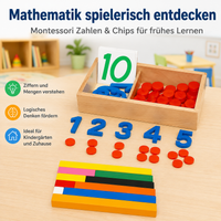 Math Toy Wooden Material for Children 3-6 Years, Number Learning Toy with Counting Sticks, Educational Wooden Toy for Learning to Calculate