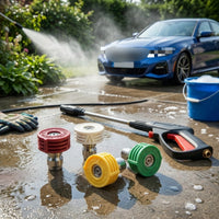 4 Pieces 1/4 Inch Pressure Washer Quick Connect Nozzle Set Body with Quick Connect Nozzle Tips Compact Cleaning Tool