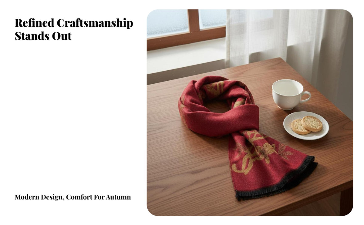 Jacquard Floral Scarf Great Gift Women's Warm Scarf Soft Touch Fringed Flower Pattern Wrap for Mom, Grandma, Autumn, Cold Weather