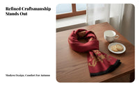 Jacquard Floral Scarf Great Gift Women's Warm Scarf Soft Touch Fringed Flower Pattern Wrap for Mom, Grandma, Autumn, Cold Weather