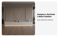 TV Cabinet Solid Wood Construction Visual Display Unit Floor Cabinet Rounded Corners Minimalist Entertainment Center for Home Theater