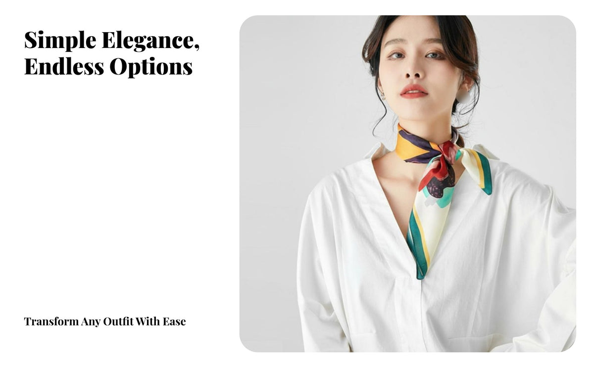 Small Square Silk Scarf Design Small Silk Scarf Gift Ready Printed Neckerchief for Women, Spring, Autumn, Office