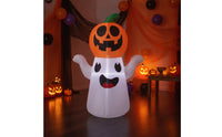 Ghost Decoration with Pumpkin Friendly Ghost with Pumpkin Halloween Inflatable Self-Inflating Inflatable with Stakes